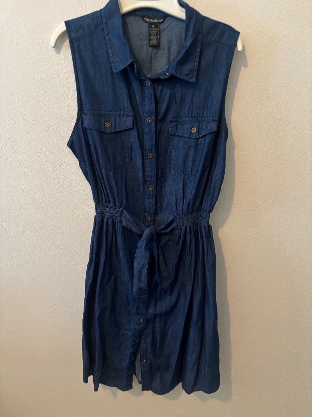 Millenium Dark Wash Denim Shirt Dress w/Front Belt - Size XL